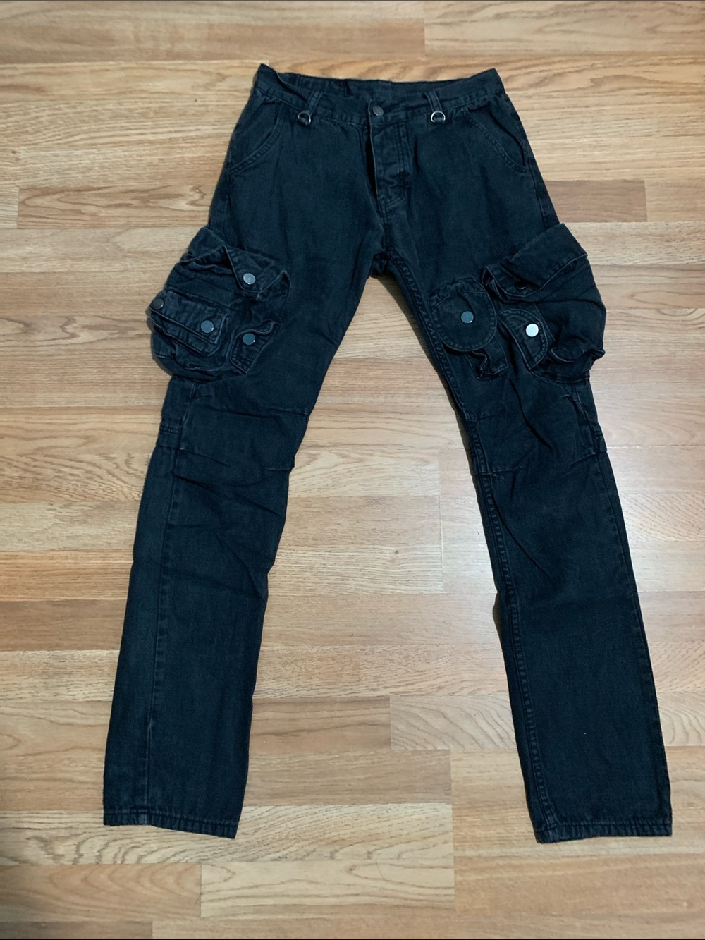 MNML Black Slim Straight Cargo Jeans